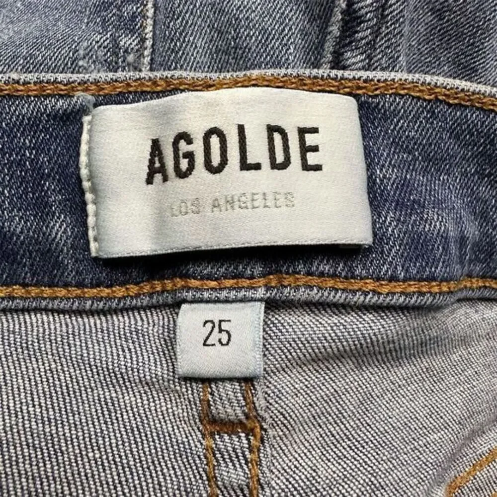 AGOLDE Sophie Mid-Rise Ankle Skinny Jeans Women's Size 25 Blue‎ Distressed